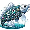 Illustration eines Koi-Roboters, dessen Schuppen mit verschiedenen elektronischen Komponenten geschmückt sind, um die Flexibilität und Anpassungsfähigkeit von Samsung auf dem sich entwickelnden Technologiemarkt zu unterstreichen. Der Koi schwimmt in einem Teich, der die vielfältigen technologischen Errungenschaften und zukünftigen Ambitionen des Unternehmens widerspiegelt.