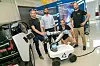 Die Köpfe hinter dem autonomen mobilen E-Laderoboter: (v.l.) Bernhard Walzel (TU Graz), Ehsan Zadmard (Alveri), Konstantin Mautner-Lassnig (Arti Robots) und Helmut Brunner (TU Graz).
