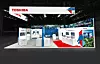 Am Stand von Toshiba können Besucher Komponenten mit Fokus auf Energieeffizienz sehen.