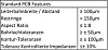 Tabelle 1: Standard PCB Features,