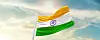 India national flag cloth fabric waving on the sky - Image