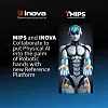 Grafik mit MIPS- und Inova-Logos und einem humanoiden Roboter mit leuchtenden Handflächen.