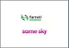 Zentrierte Logos von Farnell und same sky auf schlichtem weißem Hintergrund