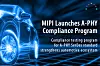 Leuchtende Grafik eines Autos mit Text zur MIPI-A-PHY-Compliance.