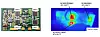Bild 5: Layout der ersten Iteration der PFC-Tochter-Leiterplatte und deren thermische Analyse.