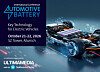 Werbegrafik zur International Conference Automotive Battery mit futuristischem Elektroauto und Konferenzdaten.
