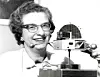 Nancy Roman mit dem Modell eines Orbiting Solar Observatory (1962)