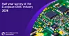 Grafik zur European EMS Industry 2026 mit Leiterplatte und Logo der Global Electronics Association.