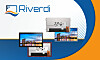 Werbegrafik mit Riverdi-Logo und mehreren 15,6-Zoll-EVE5-Displays bei TME, teils mit Touchpanel.
