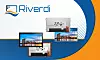 Werbegrafik mit Riverdi-Logo und mehreren 15,6-Zoll-EVE5-Displays bei TME, teils mit Touchpanel.