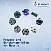 Grafik mit kreisförmig angeordneten Elektronikbauteilen und Stannol-Logo auf blauem Hintergrund.