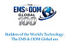 Logo von The EMS & ODM Global 100 mit Weltkugel und blauem Slogan auf weißem Hintergrund.