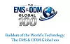Logo von The EMS & ODM Global 100 mit Weltkugel und blauem Slogan auf weißem Hintergrund.