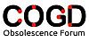 Logo mit den Buchstaben COGD und dem Text Obsolescence Forum in Schwarz und Rot.