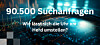 Leuchtende blaue Datenvisualisierung mit der Zahl 90.500 und einem Fragehinweis zur Umstellung der Uhrzeit.