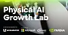 Werbegrafik mit dem Text „Physical AI Growth Lab“ und mehreren Partnerlogos.