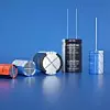 Various capacitors of different sizes and types.