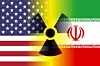 usa and iran flags, nuclear sign