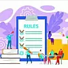 Rules in office concept, vector illustration. Legal law corporat
