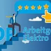 5 Sterne von Kunden. Feedback vom Kunden. Fünf-Sterne-Kundenproduktbewertung mit Daumen-hoch-Symbol. Mensch mit Aktenkoffer steigt eine Treppe empor und zeigt auf die Sterne