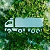 A truck-shaped lake in the midst of pristine nature, illustratin