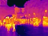 Thermal image of people on city street