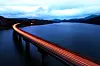 Night view of the bridge over the Tzonevo lake, Bulgaria